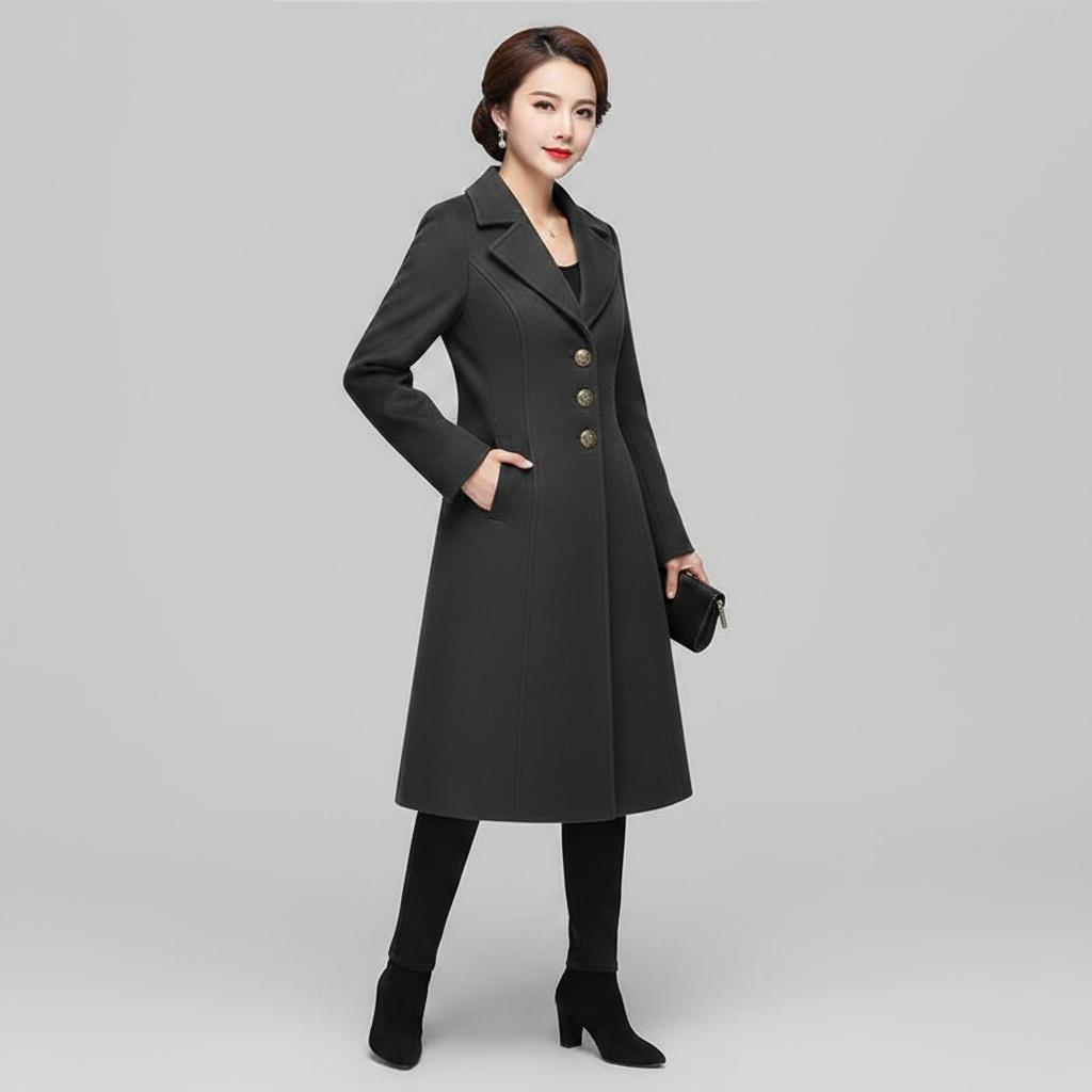 Abrigo Elegante Mujer | Abrigo de Lana con Botones