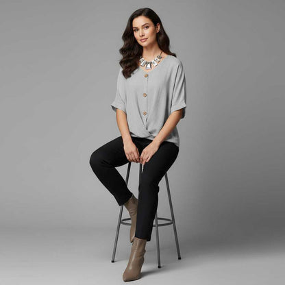 Blusa Elegante con Escote en Pico | Moda Femenina