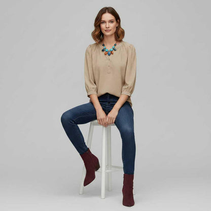 Blusa de Mujer Patchwork | Blusas Casual con Cuello