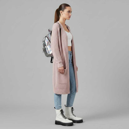 Cárdigan Gris Largo Mujer | Cardigan Punto Elegante
