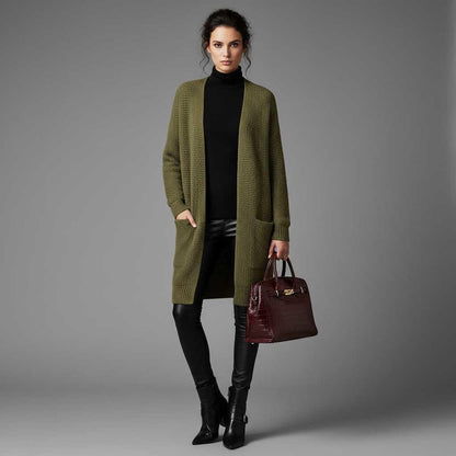 Cárdigan Gris Largo Mujer | Cardigan Punto Elegante