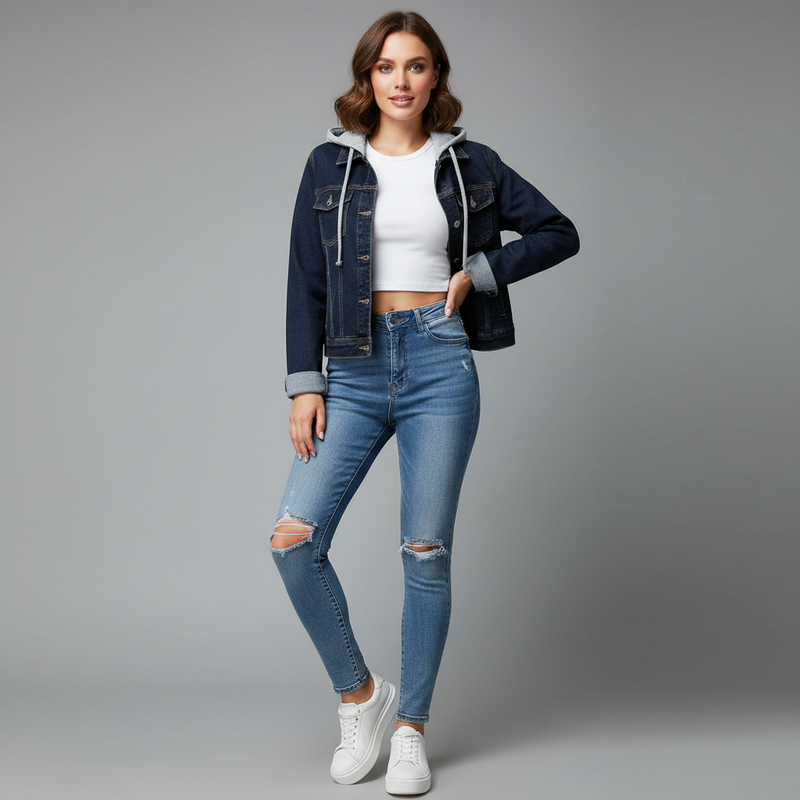 Chaqueta Vaquera con Capucha Desmontable | Moda Femenina
